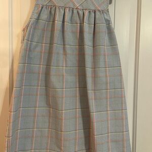 The Beaufort Bonnet Company Blue and Peach Checked A-Line Dress 12 like new